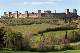 City wall with fortified towers