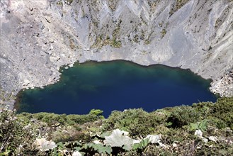 Main crater Irazu Volcano with blue crater lake