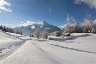 Winter landscape with view of the Watzmann