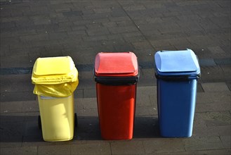 Colored trash bins