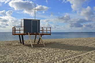 Life guard stand at the main beach of Hornum