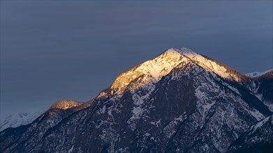 Snow-covered peaks at sunrise