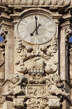 Baroque tower clock of the church Real Iglesia de los Santos Juanes