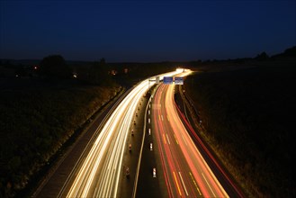 Light tracks on the A3 motorway at night