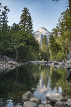 Mountain reflected in Merced River