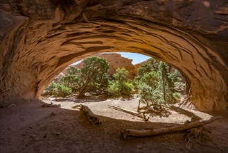 View through rock arch Navajo Arch