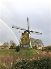 Windmill De Riekermolen with rainbow