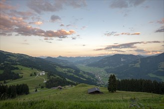View into the Brixen Valley at sunset