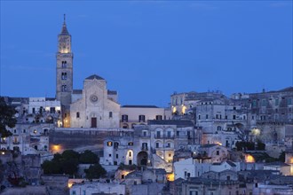 Sasso Barisano old town with cathedral at dusk