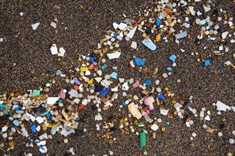 Microplastics on the sandy beach