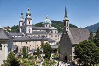 View over the St. Peter's Cemetery with Margarethenkapelle and Salzburg Cathedral