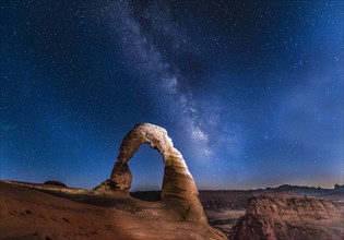 Natural Arch Delicate Arch with Milky Way at night