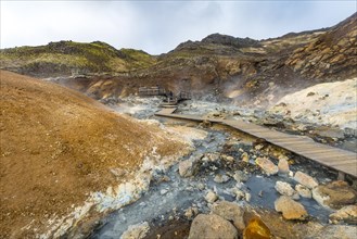 Boardwalk over steaming ground