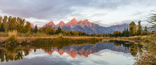 Mountains glow red at sunrise