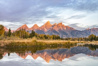 Mountains glow red at sunrise