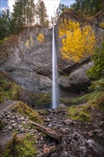 Waterfall in front of basalt rock