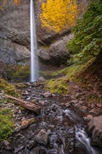 Waterfall in front of basalt rock