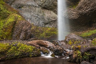 Waterfall in front of basalt rock