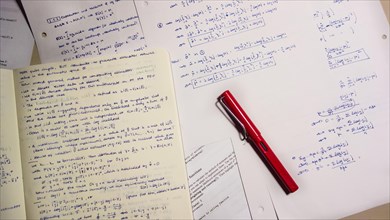 Fountain pen on lecture notes and exercises