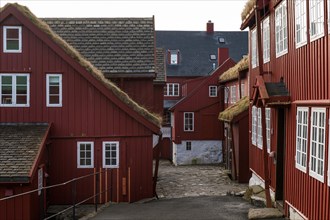 Red wooden houses in the historic centre