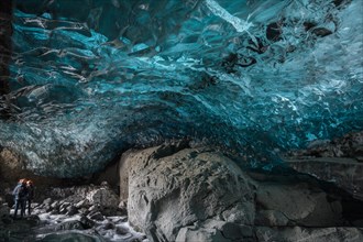 Tourists in an ice cave