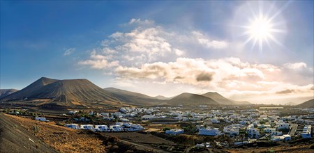 View of Uga surrounded by volcanic cones