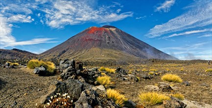 Volcanic landscape with the volcano Mt Ngauruhoe