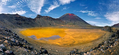 Volcanic landscape with the volcano Mt Ngauruhoe