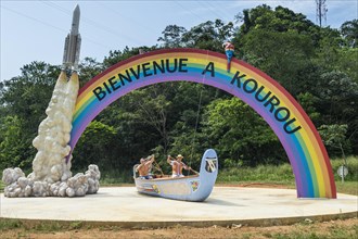 Welcome sign at the entrance of Kourou