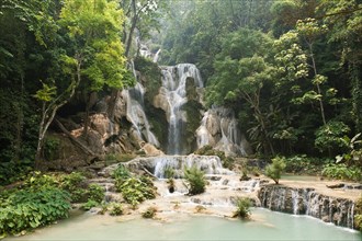 Waterfall with natural pools in the jungle