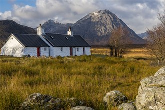 Black Rock Cottage with summit of Stob Dearg in the background