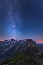 Santis massif with night sky and Milky Way