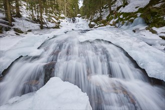 Frozen waterfall in winter