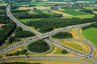 Traffic jam at Neersen motorway junction
