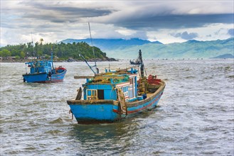 Blue fishing boats