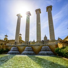 Water features in front of the Palau Nacional de Montjuic