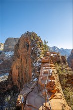 Secured hiking trail to Angels Landing