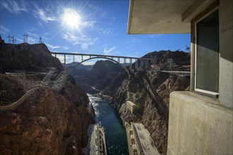 View of the Hoover Dam Bypass Bridge from the Hoover Dam