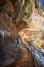 Iced Emerald Pools Trail in Winter