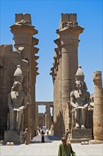 Pharaoh statues in front of Karnak Temple