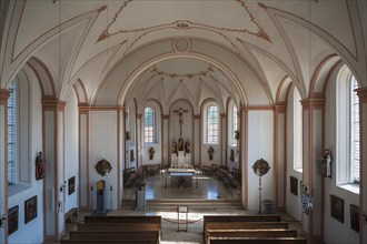 Interior and sanctuary of Parish Church of Mary's Assumption in Miesbach