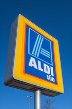 Advertising sign with Aldi-Sud logo