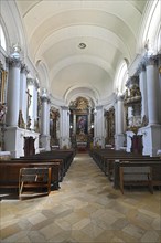 Interior view of the monastery church with sanctuary