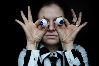 Woman with artificial eyes