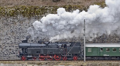 Historic steam locomotive on the Crown Prince Rudolf Railway