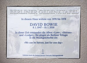 Berlin Memorial Plaque honoring David Bowie