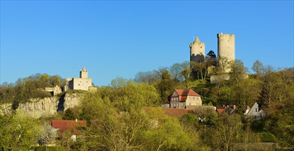 Castle ruins Rudelsburg and Saaleck