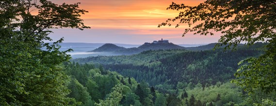 View from Rennsteig over the Thuringian Forest to Wartburg