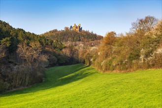 Ruin of Hanstein Castle in spring