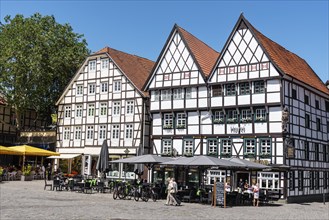 Historic half-timbered houses with gastronomy on the market square